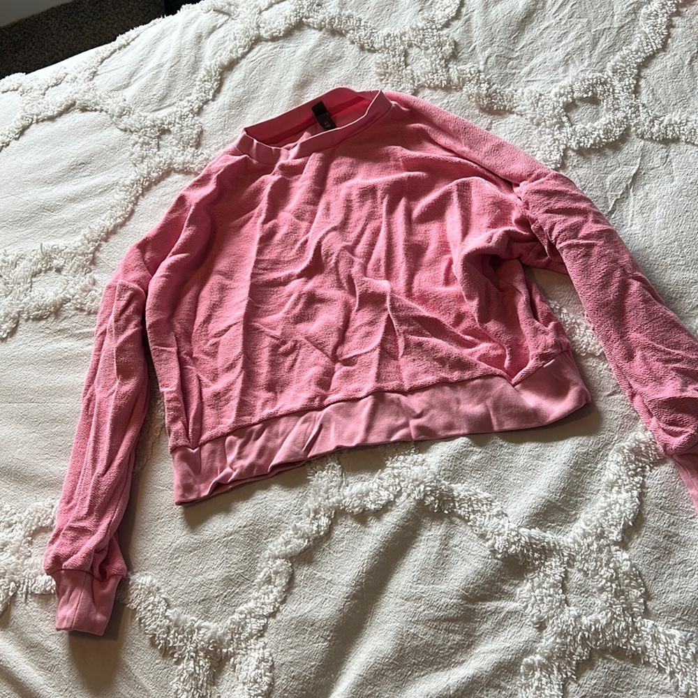 Pink cropped lounge sweatshirt